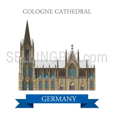 Cologne Cathedral Kolner Dom in North Rhine Westphalia Germany. Flat cartoon style historic sight web site vector illustration. World countries cities vacation travel sightseeing collection.