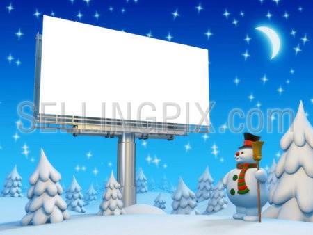Copyspace billboard and snowman