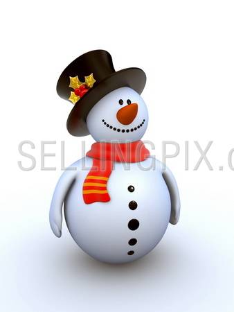 Snowman isolated winter series (fancy snowman on white background isolated)