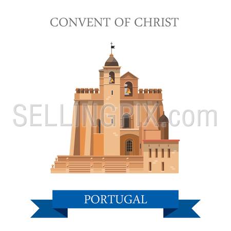 Convent of Christ in Poland. Flat cartoon style historic sight showplace attraction web site vector illustration. World countries cities vacation travel sightseeing collection.