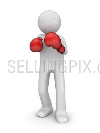 Defending in boxing (3d isolated characters sports series)