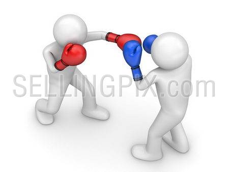 Atack in boxing! (3d isolated characters sports series)