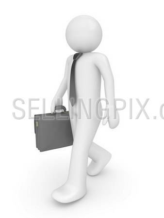 Man with briefcase (people at office, stuff, manager series; 3d isolated character)