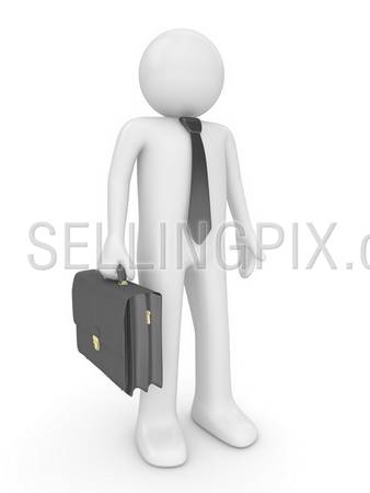 Man with briefcase 2 (people at office, stuff, manager series; 3d isolated character)