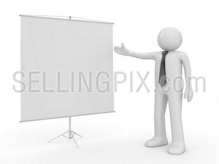 Man making presentation (people at office, stuff, manager series; 3d isolated character)