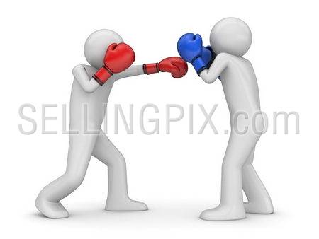 Atack and defence in boxing! (3d isolated characters sports series)