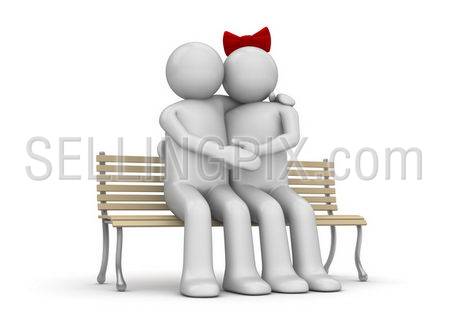 Kissing couple (love, valentine day series; 3d isolated characters)