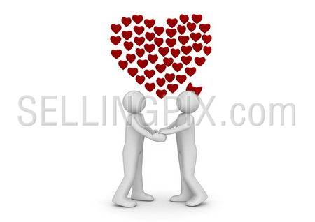 Love thoughts (love, valentine day series; 3d isolated characters)