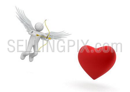 Cupid (love, valentine day series; 3d isolated characters)