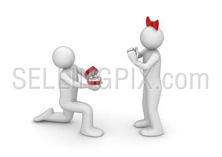 Man presenting diamond ring (love, valentine day series; 3d isolated characters)