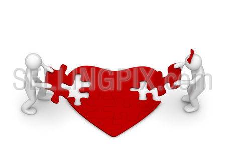 Love is amazing puzzle (love, valentine day series; 3d isolated characters)