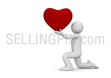 Man making proposition (love, valentine day series; 3d isolated characters)