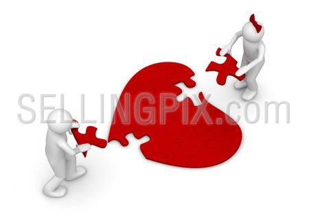 Love = puzzle (love, valentine day series; 3d isolated characters)