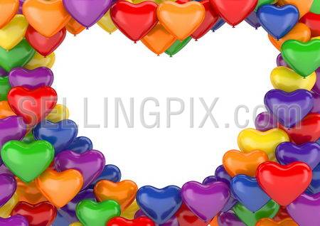 Heart balloons background (love, valentine day series; 3d isolated characters)
