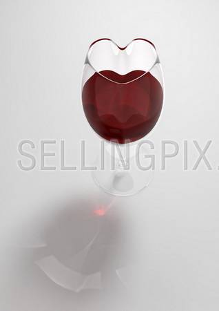 Heart shaped wine glass (love, valentine day series; 3d isolated characters)