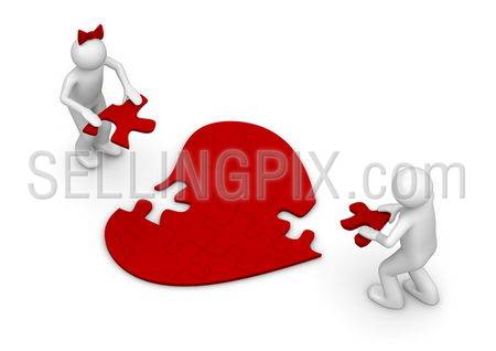 LUV puzzle (love, valentine day series; 3d isolated characters)