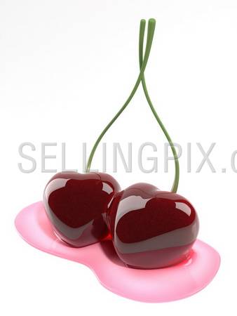 Cherries heart shaped (love, valentine day, wedding series)