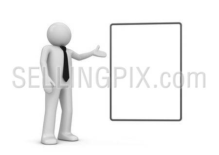 Character pointing copyspace (3d isolated characters, copyspaces, business series)