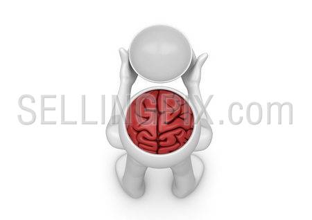 Brain and Brainpan to place your text / product (3d isolated characters, medicine series)
