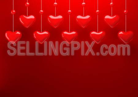 Hanging hearts background (love and tender, valentine day, wedding backgrounds series)
