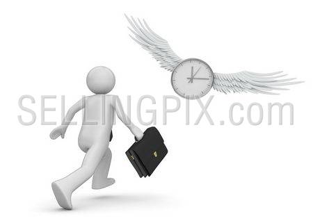 Chase the time (3d isolated characters, businessmen, business concepts series)
