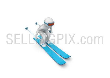 Downhill skier (3d isolated characters on white background, sports series)