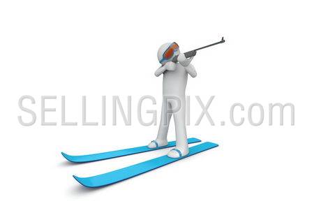 Biathlonist (3d isolated characters on white background, sports series)