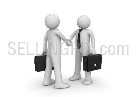 Handshaking two businessmen (3d isolated characters on white background, business series)