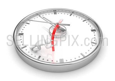 Trying to stop the clock (3d isolated characters on white background series)