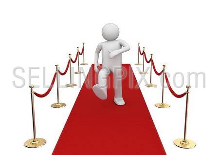 Red carpet walker (3d isolated characters on white background series)