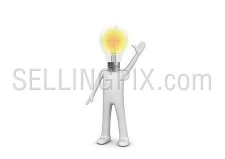 I have an idea – lampy man (3d isolated characters on white background series)