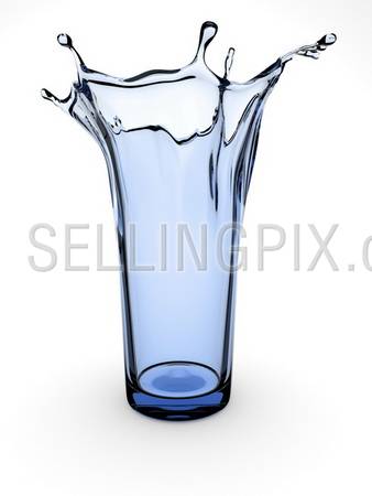 Splashing glass (3d isolated on white background objects series)