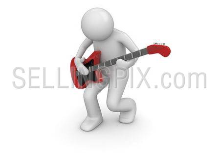 Emotional rock guitarist (3d isolated characters on white background series)