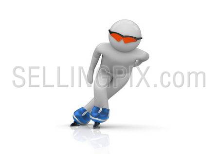 Skater front view (3d isolated characters on white background series)
