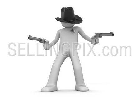 Sheriff on guard (3d isolated characters on white background series)