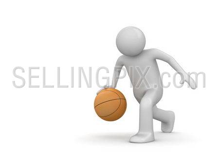 Basketball player (3d isolated characters on white background, sports series)