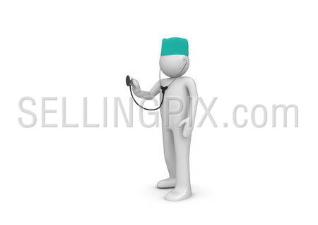 Physician at work (3d isolated characters on white background, medicine series)