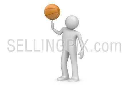 Basketball player (3d isolated characters on white background, sports series)