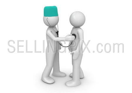 Doctor and patient (3d isolated characters on white background, medicine series)