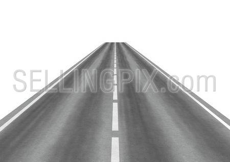 Empty road (3d isolated workpieces on white background series)