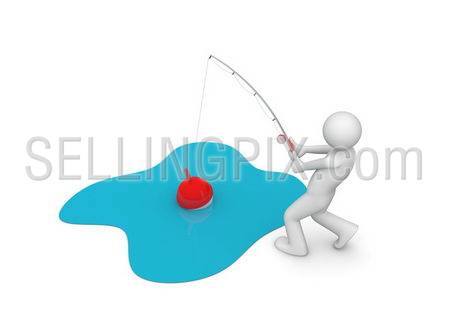Man Fishing (3d isolated characters on white background series)
