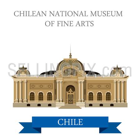 Chilean National Museum of Fine Arts in Chile. Flat cartoon style historic sight showplace attraction web site vector illustration. World countries cities vacation travel sightseeing South America collection.
