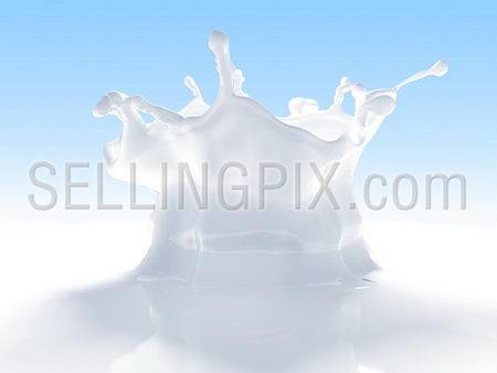 Outstanding milk splash (remarkable simulated 3d fluids splashes isolated series)