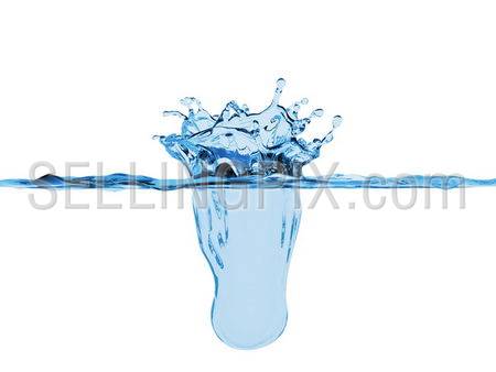 Water splash (remarkable simulated 3d fluids splashes isolated series)