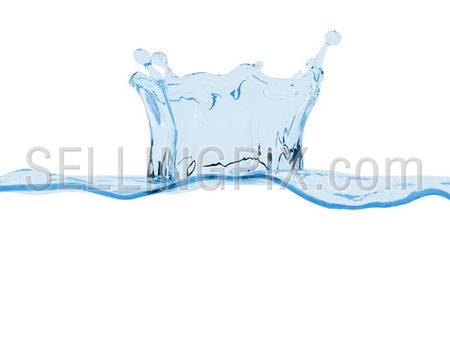 Water splash underwater copy space (remarkable simulated 3d fluids splashes isolated series)