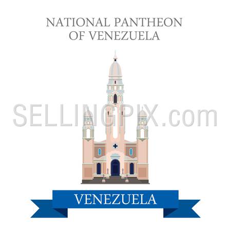 National Pantheon of Venezuela in Caracas. Flat cartoon style historic sight showplace attraction web site vector illustration. World countries cities vacation travel sightseeing South America collection.