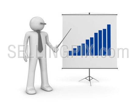 Manager on presentation (3d isolated characters on white background, business series)
