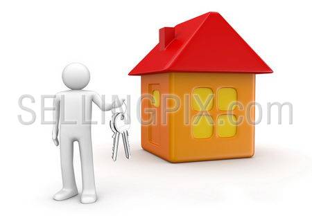 Keys from new house (3d isolated on white background characters series)