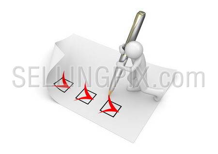 Man marking checkboxes (3d isolated on white background characters series)