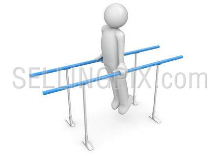 Athlete on the parallel bars (3d isolated on white background characters series)